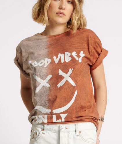One Teaspoon Good Vibes Only Oversized Hand Dyed Tee - FINAL SALE