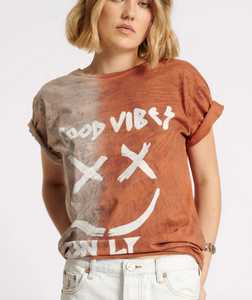 One Teaspoon Good Vibes Only Oversized Hand Dyed Tee
