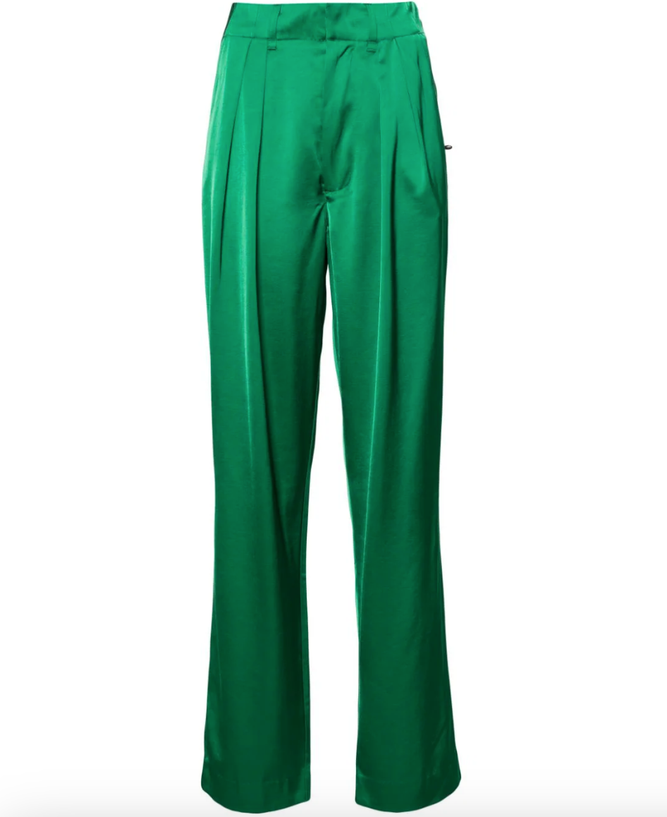 Scotch & Soda Pleated Satin Pant in Green