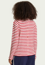 Load image into Gallery viewer, Scotch &amp; Soda Breton Striped Boxy T-Shirt in Lipstick Red