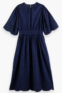 Scotch & Soda Broderie Anglaise A-line Dress in Navy Blue