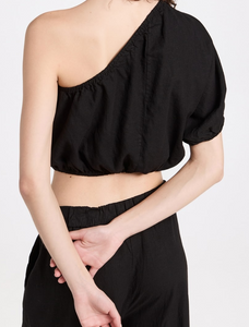Stateside Linen One Shoulder Top in Black - FINAL SALE