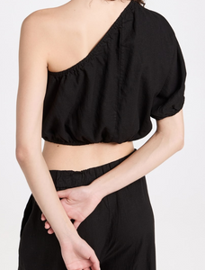 Stateside Linen One Shoulder Top in Black