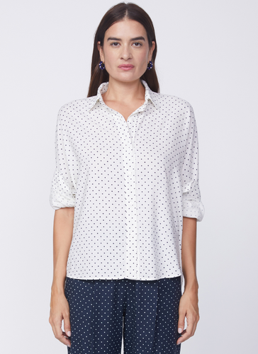 Stateside Linen Dot Dolman Shirt in Cream