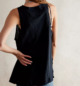 Free People Love Language Solid Tank in Black