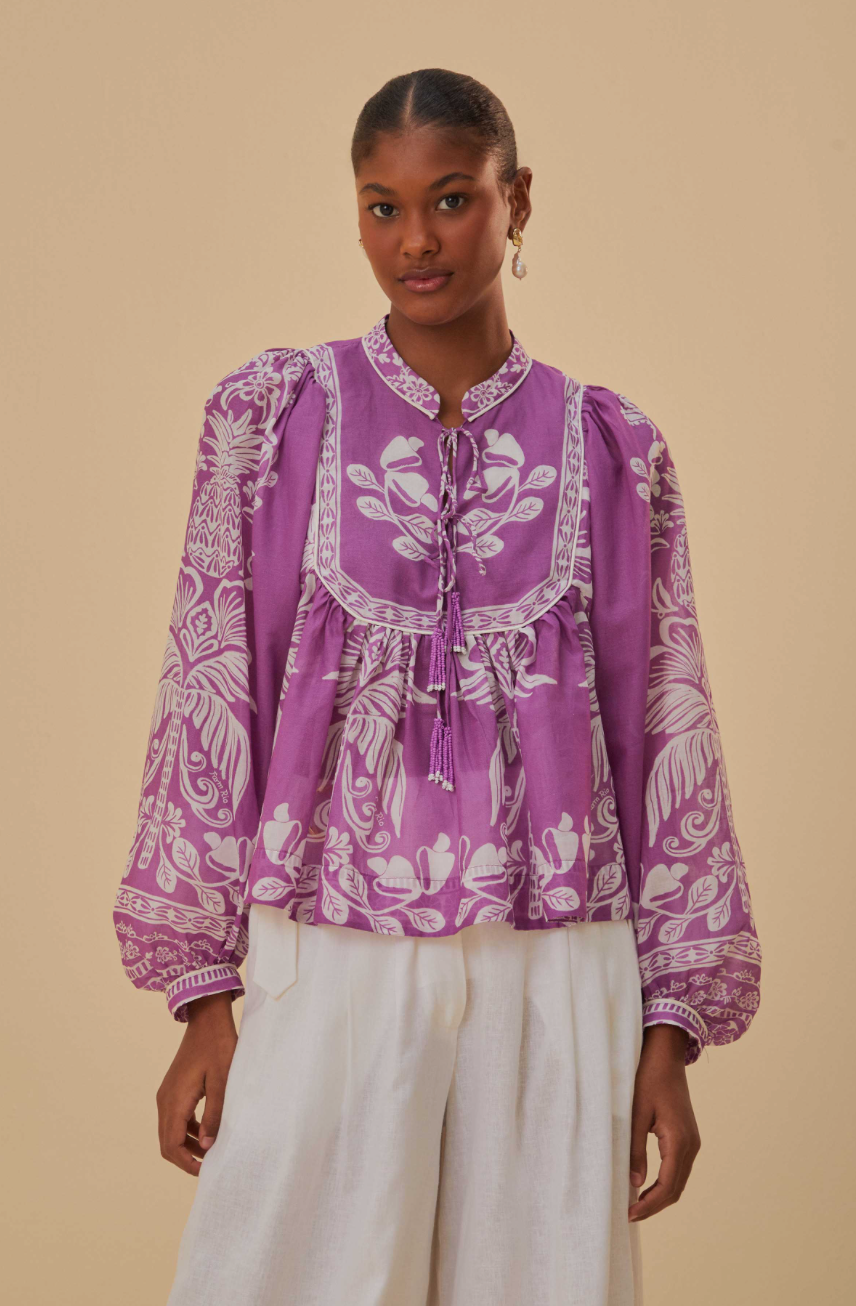 Farm Rio Sweet Garden Lilac L/S Blouse - FINAL SALE – Serge+ Jane