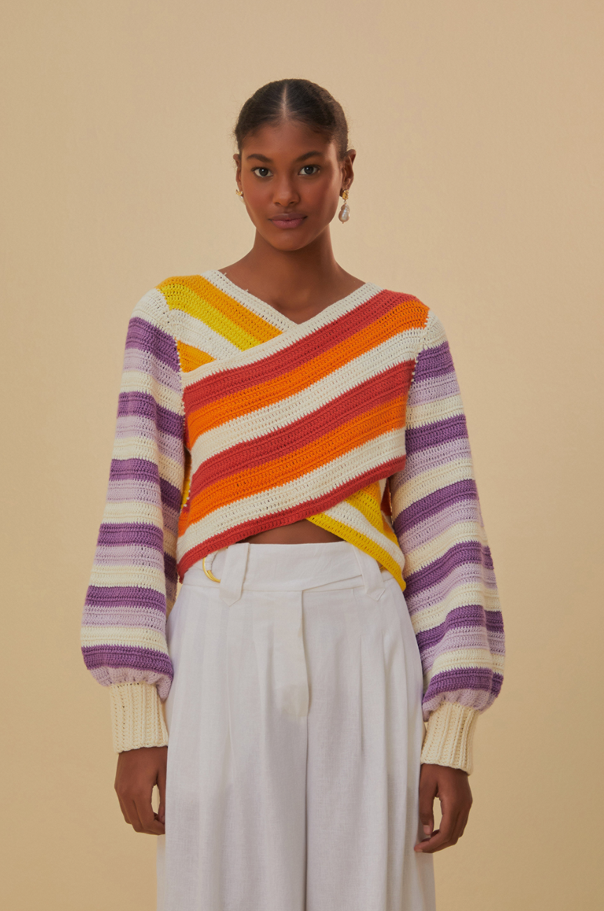 Farm Rio Sunset Stripes Crochet Sweater - FINAL SALE – Serge+ Jane