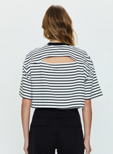 Load image into Gallery viewer, Pistola Mae Cropped Tee in Black/White Stripe