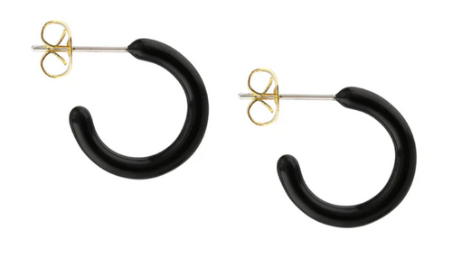 Kris Nations Palette Enamel Petite Hoops - Black