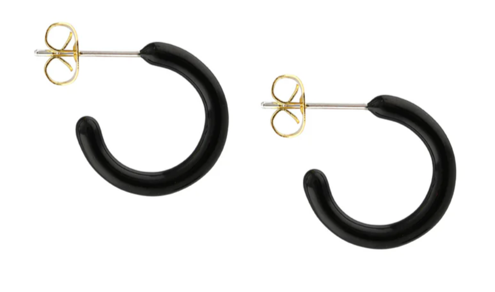 Kris Nations Palette Enamel Petite Hoops - Black
