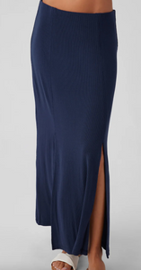 Sol Angeles Rib Slit Skirt in Indigo