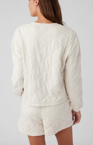 Sol Angeles Quilted L/S Henley in Ecru