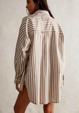 Load image into Gallery viewer, Free People Freddie Striped Shirt in Neutral Combo