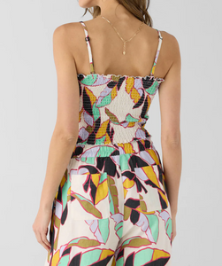 Sol Angeles Gillian Smocked Tank in Cassis Floral - FINAL SALE