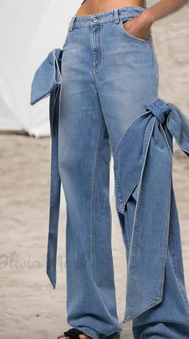 Rehab Lab - High Waisted Jeans w/Bow Accent - FINAL SALE