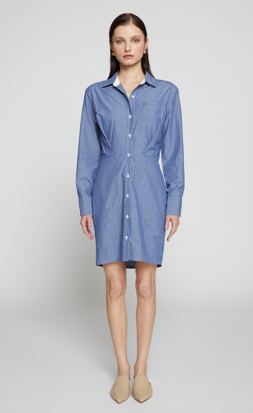 Stateside Owen Stripe Mini Pleated Shirt Dress