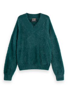 Scotch and Soda Fluffy V-neck Sweater in Cypress Green - FINAL SALE