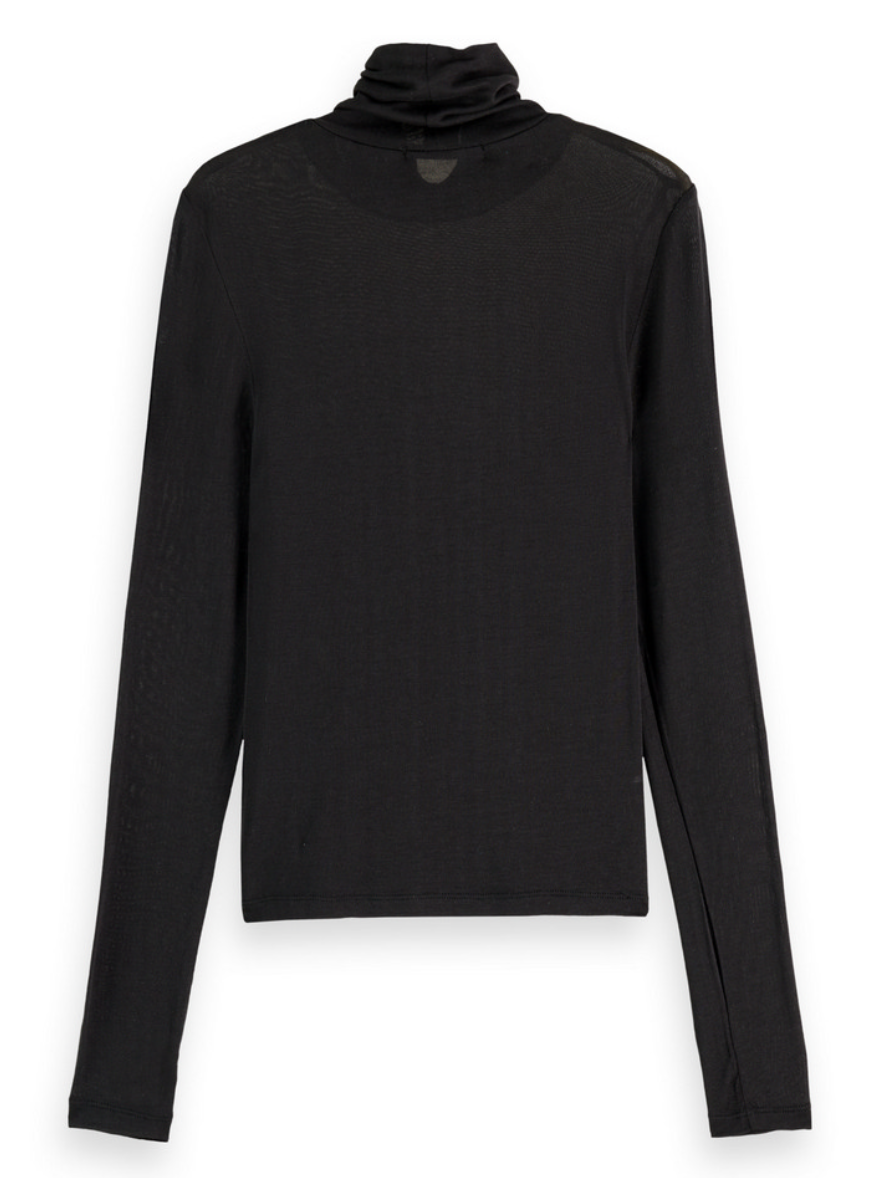 Scotch and Soda Roll Up Neck L/S in Black