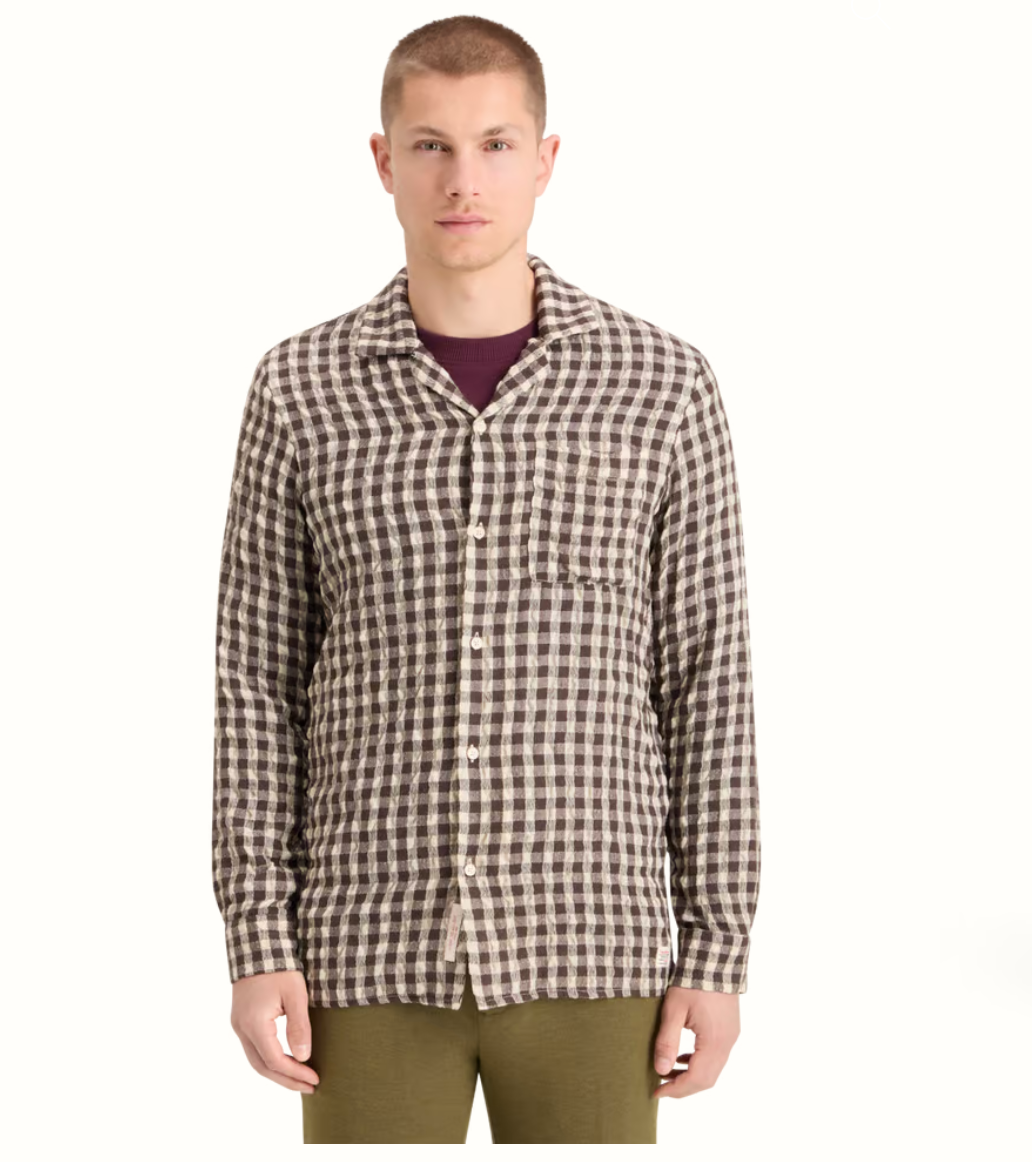 Scotch and Soda Mens Seersucker Wool Blend Check Shirt - FINAL