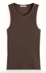 Scotch and Soda Racer Rib Tank in Coffee