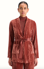 Load image into Gallery viewer, Scotch and Soda Lace Trimmed Velvet Pyjama Blazer in Rust - FINAL SALE