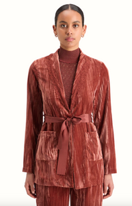 Scotch and Soda Lace Trimmed Velvet Pyjama Blazer in Rust - FINAL SALE