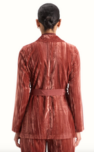 Load image into Gallery viewer, Scotch and Soda Lace Trimmed Velvet Pyjama Blazer in Rust - FINAL SALE