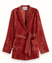Load image into Gallery viewer, Scotch and Soda Lace Trimmed Velvet Pyjama Blazer in Rust - FINAL SALE