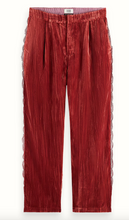 Load image into Gallery viewer, Scotch and Soda Lace Trimmed Velvet Pant in Rust - FINAL SALE