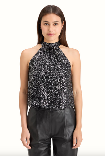 Scotch and Soda Sequin Tank Top in Silver/Black - FINAL SALE