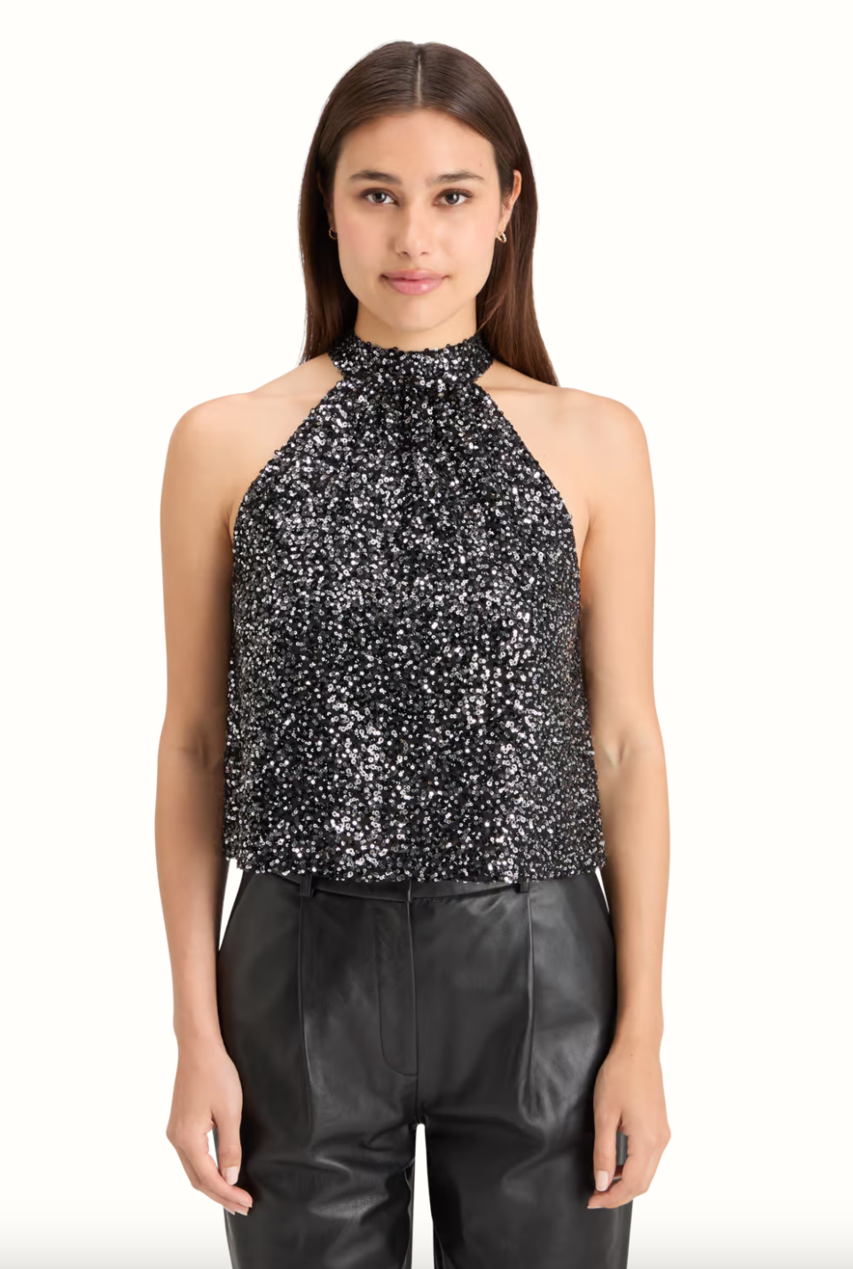 Scotch and Soda Sequin Tank Top in Silver/Black - FINAL SALE