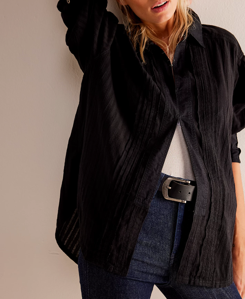 Free People Tuxy Vibes Shirt in Black
