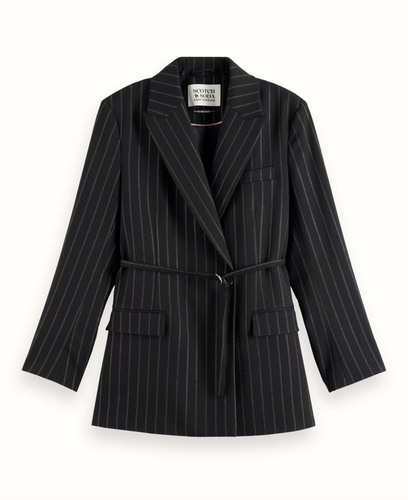 Scotch and Soda Lurex Pinstripe Blazer in Evening Black - FINAL SALE