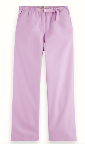 Scotch and Soda Ezra High-Rise Wide-Leg Belted Pant in Light Iris Pink - FINAL SALE