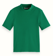Load image into Gallery viewer, Scotch and Soda Mock Neck Rib T-Shirt in Bright Green