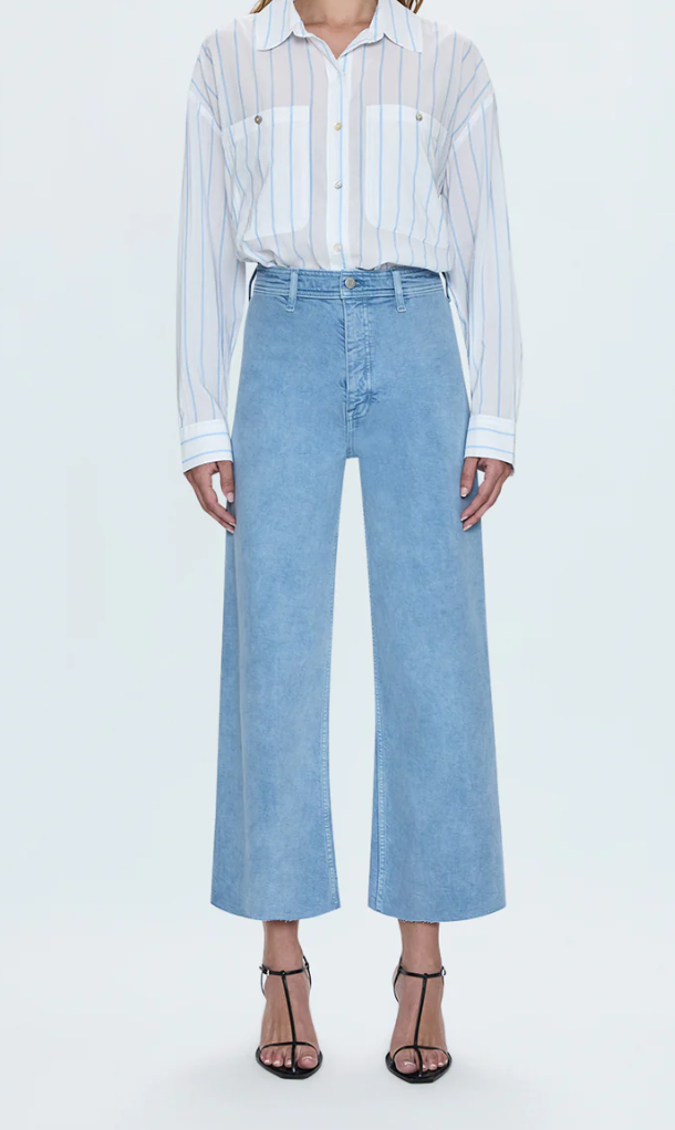 Pistola Penny Crop High Rise Wide Leg - Frost Blue
