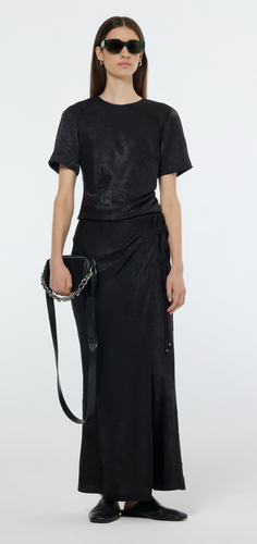 Scotch and Soda Crushed Satin Wrap Top in Black