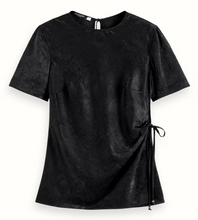 Load image into Gallery viewer, Scotch and Soda Crushed Satin Wrap Top in Black