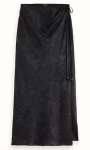 Scotch and Soda Crushed Satin Skirt in Black