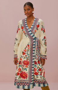 Farm Rio Mosaic Garden Midi Dress in Sand