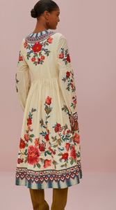 Farm Rio Mosaic Garden Midi Dress in Sand