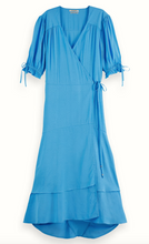 Load image into Gallery viewer, Scotch and Soda Midi Wrap Dress in Aqua Blue