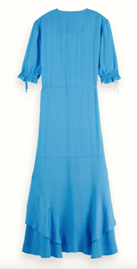 Scotch and Soda Midi Wrap Dress in Aqua Blue