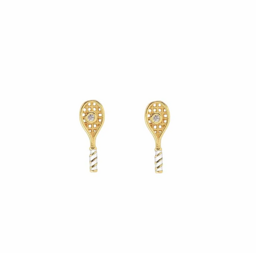 Kris Nations Tennis Racket Crystal and Enamel Stud Earrings