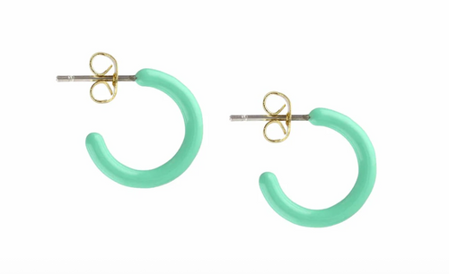 Kris Nations Palette Enamel Petite Hoops - Turquoise