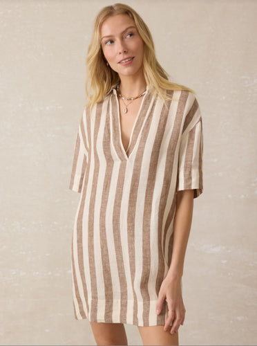 Faherty Palma Linen Dara Mini Dress in Cocoa Beach Stripe