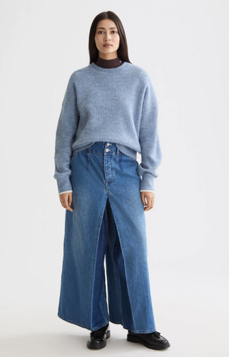 Scotch and Soda Fuzzy Crew Neck Pullover in Faded Denim Melange
