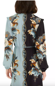 Farm Rio Snake Garden Mix LS Wrap Mini Dress
