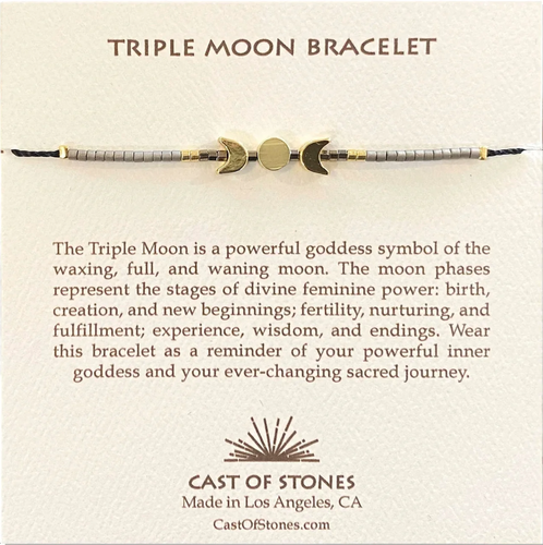 Cast of Stones Triple Moon Bracelet in Neurtal/Gold