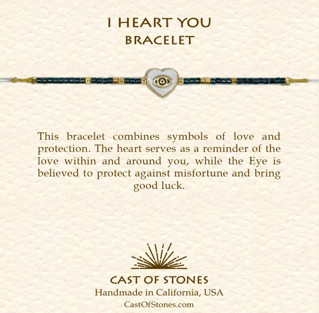 Cast of Stones I Heart You Bracelet in Midnight/White